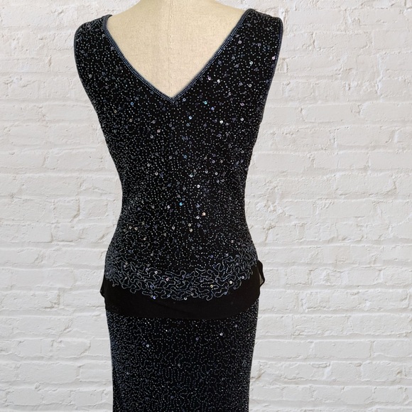 Black beaded two-piece midi dress with asymmetrical hem from Newport News - Picture 5 of 7